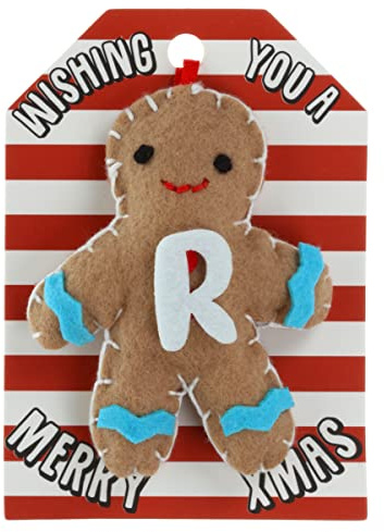 R Letter Gingerbread Man Christmas Tree Bauble Decoration Hanging Gift
