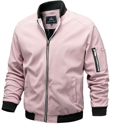 TLZC Veste bomber légère pour homme, coupe ajustée, vêtement d'extérieur, rose, Large