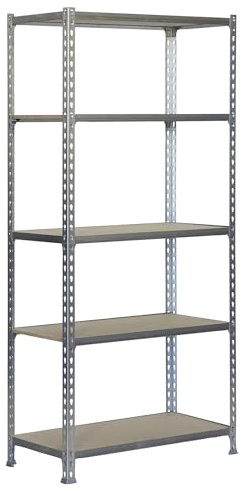 Simonrack Schwerlastregal, Lagerregal, 200x110x30 cm, Metallregal, Kellerregal, Biegestelle 200 kg, 5 Holzfachböden, Verzinkt/Holz - Maderclick