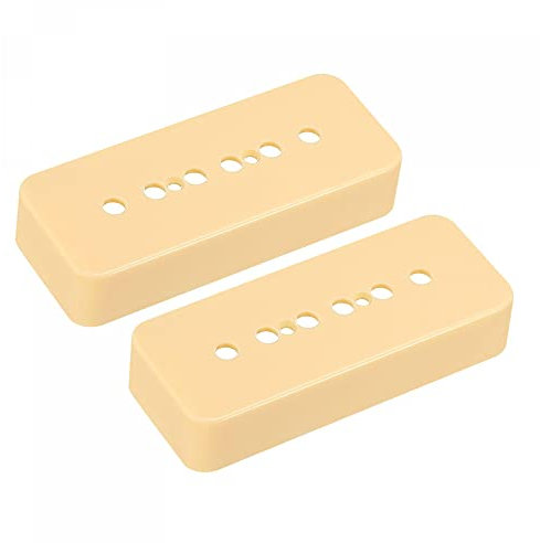 sourcing map Guitare Micro Capot 50mm Perche P90 Double Bobine Micro Plastique Fermé Coque pour Guitare électrique Crème 2 Paquet