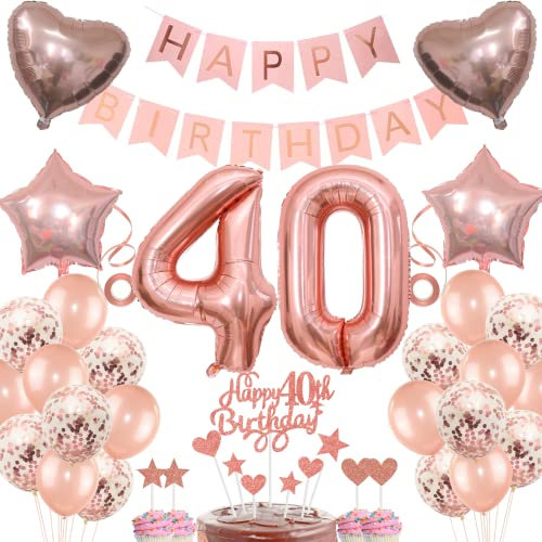 Deko 40. Geburtstag frau Tortendeko 40 Geburtstag frauen Deko Geschenk für 40. Geburtstag frau Rosegold Geburtstag 40 frauen 40 jahre Geburtstag deko Ballon 40 Geburtstag 40 jahre frau