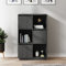 homiuse Buffet haut gris - 74 x 35 x 117 cm - En bois de pin massif - Armoire de salon, vitrine, armoire de rangement avec 3 portes et 3 compartiments - Design pratique