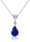 Diamond Treats Damen-Halskette mit Tropfen-Anhänger aus 925er Sterling Silber mit einem blauen Stein, Saphirblaue Kette für Damen, Halskette für Damen, Silberschmuck für Frauen
