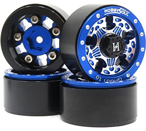 hobbysoul Schwere 1,0 Beadlock Räder Gewicht 20g/Felge Blau Silber Felgen für 1:24 RC Crawler Axial SCX24 / Traxxas 1/18 TRX4M Bronco, (4 Stück)