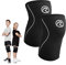 Rehband Vendaje de rodilla para niños de neopreno de 5 mm, soporte estabilizador de rodilla para niños y niñas, se estabiliza durante los deportes, Color:Negro - 1 Par, Talla:L
