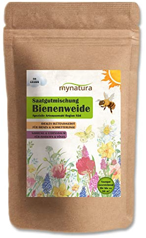 mynatura Bienenweide Süd Bienen | Blumenwiese | Blumen | Weide | Saatgut | Saatmischung | Schmetterlinge | Insekten | Lebensraum | Natur (3x50g)