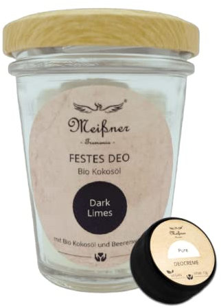 Meißner Tremonia - festes Deo Dark Limes - Deo Herren ohne künstliche Zusatzstoffe - veganes Deo Damen ohne Konservierungsstoffe - Aluminiumfrei & Zero Waste - 65g - im Glastiegel