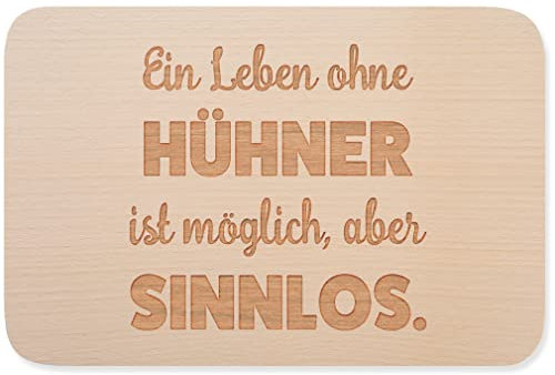 JUNIWORDS Frühstücksbrettchen, Ein Leben ohne Hühner ist möglich, aber sinnlos, Holzbrett Frühstücksbrett Holzbrettchen (1009710)