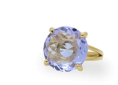 Klassische Runde Tansanit Ringe - Glänzende Dezember Geburtsstein Ringe - Anpassbare Gold Vermeil Handgefertigten Schmuck - Mode Anweisung Ringe und Geschenk-Ringe für Frauen