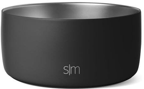Simple Modern Stainless Steel Pet Water Bowl for Dogs & Cats | Insulated Stainless Steel Food Bowls for Dog Cat | No Tip No Slip BPA Free | Bentley Collection | Large (8 Cups) | Midnight Black