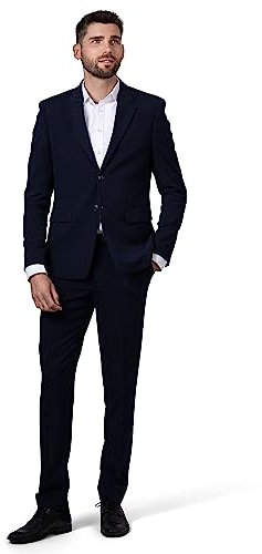 Hirschthal Herren 2-TLG. Business Anzug Regular Fit - Anzughose & Sakko - mit Kleidersack - Dunkelblau 50