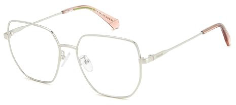 POLAROID Quadratisch Metall Brillen in Palladium für Damen, Brille mit Sehstärke, optional mit Sonnenbrillen tönung oder Blaulichtfilter (Modell PLD D508/G)