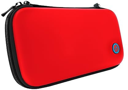 Stealth Custodia rigida da viaggio premium rossa e blu neon compatibile con Nintendo Switch, Switch Lite e Switch OLED, con fodera in morbido cotone e chiusura in velcro, Rosso e blu., Custodia da