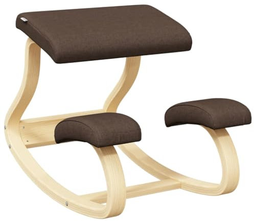 vidaXL Kniestuhl, Kniehocker mit dicken Posltern, Ergonomischer Stuhl 120 kg Belastbarkeit, Bürostuhl Gesundheitsstuhl, Braun Birkensperrholz