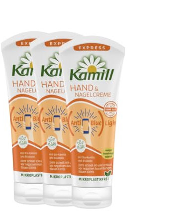 3er Pack Kamill Hand- & Nagelcreme EXPRESS (3 x 100ml) - pflegt & schützt die Hände vor schädlichem Blaulicht mit Anti Blue Light Filter, ohne Mikroplastik & tierische Inhaltsstoffe