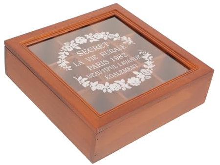 OFFSCH Aufbewahrungsbehälter aus Acryl und Holz mit 9 Fächern