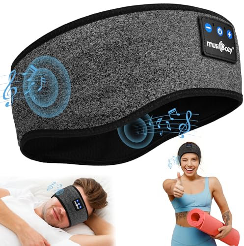 MUSICOZY Schlafkopfhörer Bluetooth, Schlaf Kopfhörer Stirnband Schlaf-Ohrhörer Headband Kabellos Sportskopfhörer 16+STD Bequemes Musik Stirnband zum Schlafen für Sport Training Joggen Yoga Reisen