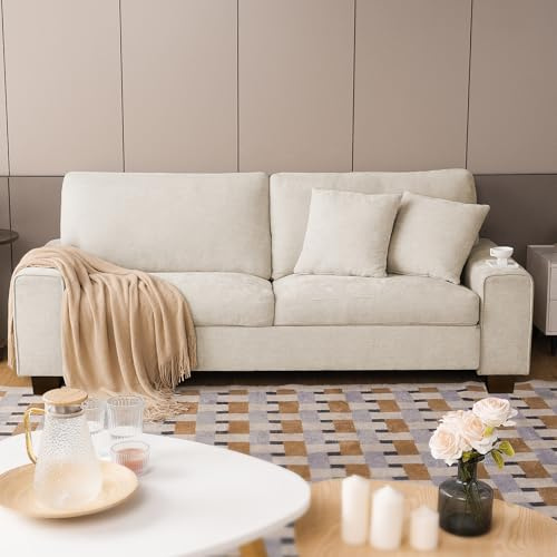DOPEDIO 71.25 Chenille Loveseat Sofa, Beige, Modern Couch for Living Room