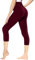 Gayhay Leggings Damen 3/4 Capri für Sport, 7/8 Sporthose High Waist Caprihose Blickdicht Leggins für Gym Yoga(Weinrot,XXL)