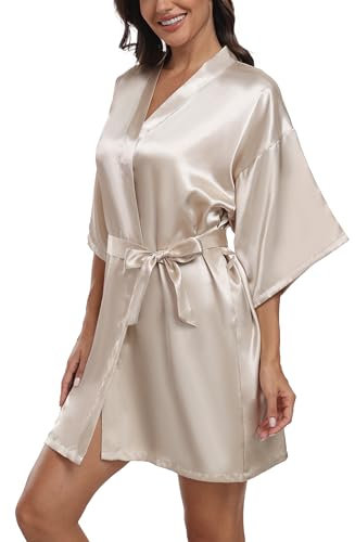 Trek Forte Accappatoio Corto da Donna in Raso Vestaglia Donna Kimono Sexy Pigiama Vestaglia Sposa e Damigelle