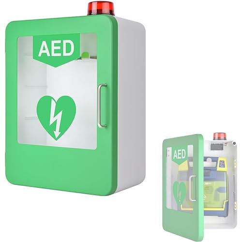 AED-Defibrillator-Wandschrank, AED-Defibrillator-Aufbewahrungsschrank mit Schlüssel und Alarm, Herz-Defibrillator-Alarmbox, Defibrillator-Box für Zuhause, Schulen, Vereine und Gruppen