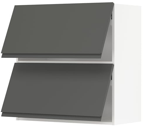Generisch METOD Hängeschrank horizontal mit 2 Türen, 80x80 cm, Weiß/Voxtorp Dunkelgrau