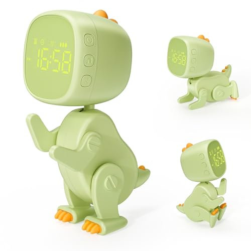 Keruhsci Wecker Kinder Jungen,Kinderwecker Jungen Wecker Digital Kinder Dinosaurier Wecker Jungen/Schlummer/Nachtlicht Timer/Dinosaurier Nachtlicht/6 Weckmusik Geeignet für Schulgeschenke