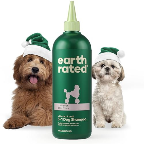 Earth Rated 3-in-1 Detangling Dog Shampoo and Conditioner, Deodorizing Oatmeal Shampoos for Dogs and Puppies, Great for Smelly Pets, White Tea and Basil Scent, 473 ml