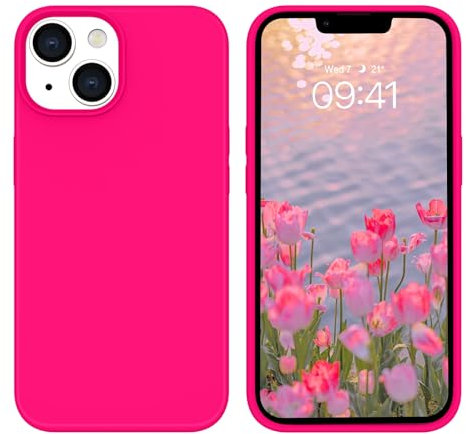 VENINGO for iPhone 13 Case, Phone Case for iPhone 13 Slim Soft Silicone Gel Rubber Shockproof Bumper Full Body 360 Protective Anti Slip Flexible Women Girls Man Case for iPhone 13, Hot Pink