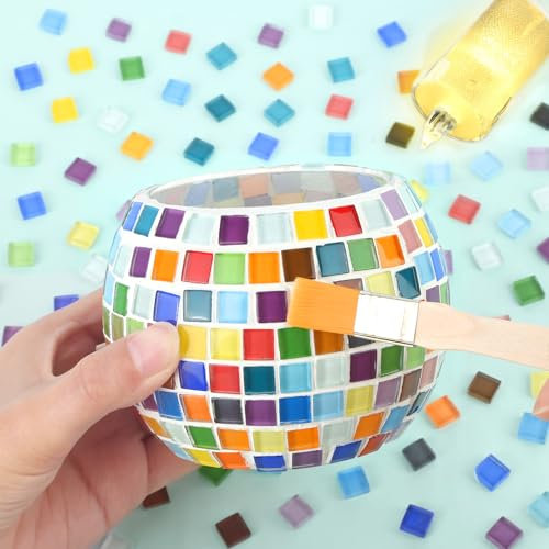 DIY Glasmosaik Kerzenhalter Kit, Mosaik Lampe Bastelset für Kinder Erwachsene, Teelichthalter Mosaik Bastelset Kit, Geeignet für den Einsatz als Geburtstagsgeschenke