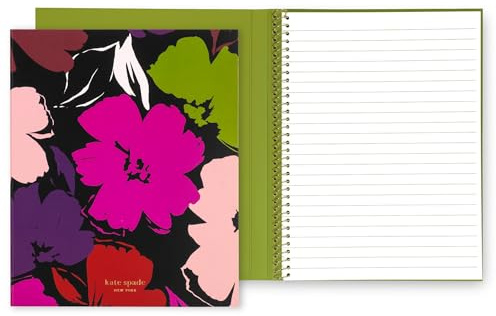 Kate Spade New York Small Concealed Spiral Notebook, 8.25 x 6.75 Journal Notebook with 112 Lined Pages (Painterly Blooms)