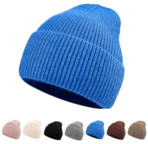 NebulaGlam Mütze Warm Mützen Wintermütze Strickmütze Weiche Winter Beanie Mütze Grobstrick Wintermützen für Herren und Damen für Outdoor Sports (Blau)