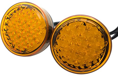 Für Chopper Cafe Racer Harley Honda Suzuki 2PCS Universal Motorrad Blinker LED Blinker Gelb Linse ATV Rund Vorne Hinten E8 Lampe