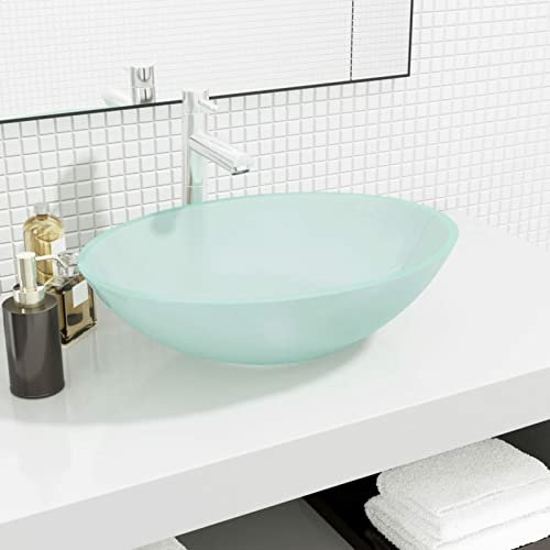 Iiaky Waschbecken Glas 50x37x14 cm Matt Waschtischplatte Waschbecken Badezimmer