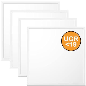 WSU Lights 4x LED Panel, Deckenleuchte, 62x62cm, 4400lm, Neutralweiß 4000K blendfrei UGR<19, 40W, inkl. Trafo, Rasterleuchten, Einlegeleuchte, Büroleuchten (4000K, 4)