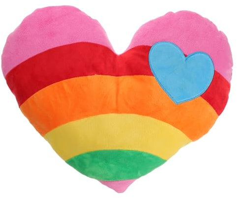 IMIKEYA 1 Pc Cuscino a Forma di Cuore Morbidi Cuscini per Cuscino Imbottito in Peluche Giocattoli di Peluche per Cuscino Arcobaleno Cuscino a Cuore in Peluche Cuore di Caramella Cuore Rosa