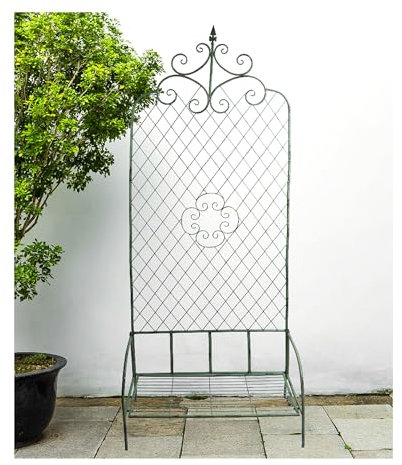 Treillis vintage en métal de style cuivre pour plantes grimpantes, concombres, clématites et roses, décoration extérieure avec panneaux en treillis métallique (vert, 80 x 37 x 200 cm)