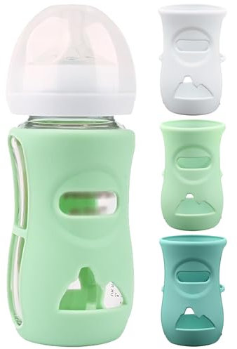 Lot de 3 Housses en Silicone pour Biberon, Protection Antidérapante et Anti-Casse, Sans BPA