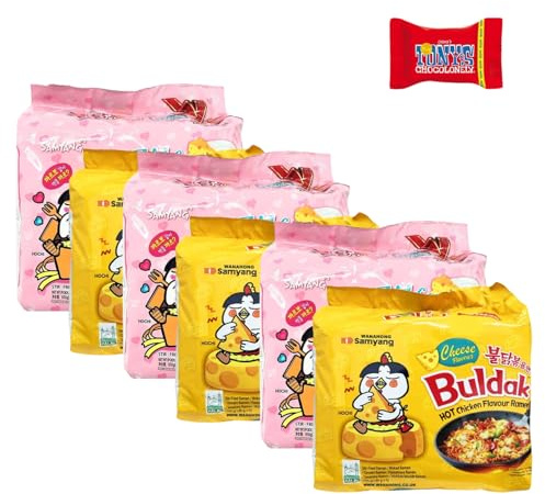 Trinovi Samyang Hot Spicy Chicken Ramen Nudel Box (Carbonara Flavour 3 x 5 Packs & Cheese Flavour 3 x 5 Packs) - Trinovi