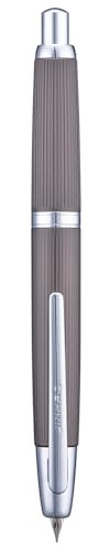 Jinhao 10 Press Fountain Pen with Box, Brushed Matt Gray Retractable Extra Fine Nib with Ink Converter Set (Silver Clip)