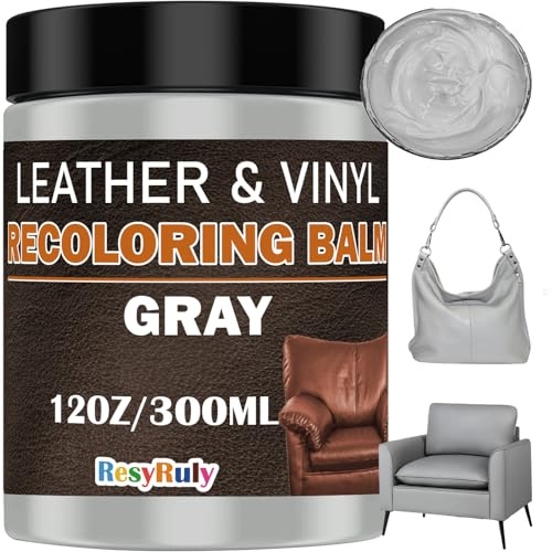 Gray Leather Vinyl Recoloring Balm Auto Dash Board Car Seats Interior Paint Furniture Dye Color Restorer Shoes Sofa Gloves Jacket Purse Bag Couch Stain Remover Fade Scratches Peeling Damaged Surface