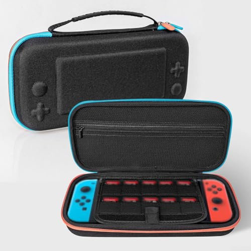 Besttoolifes Storage Case Compatible with for Nintendo for Switch 2 and for Switch-OLED, Portable Traveler Deluxe Carrying-All Protective Hard Messenger Bag Soft Lining Pouch 18 Games(Double Color)
