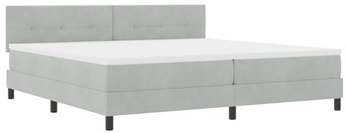 vidaXL Samt Bettgestell mit Stauraum Hellgrau 200X200 cm Doppelpolsterbasis für Schlafzimmer modernes Design komfortable Unterstützung Möbel Sperrholz-Latten