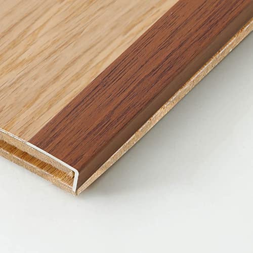 L Shaped PVC Door Threshold Strip - Wood Grain Finish, 35.4 inch Long Stair Step Trim for Wooden Floor Edging