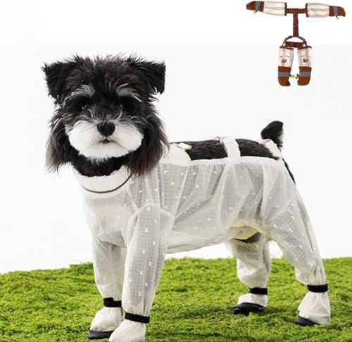 Yimuzche Pantaloni Antipolvere per Cani, Stivali da Pioggia Impermeabili con Bretelle, Scarpe Protettive Zampe All'aperto Camminare (A, M)