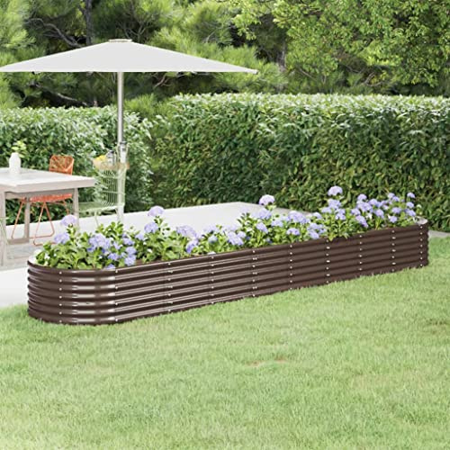 Refined Hochbeet Verzinkter Stahl 368x80x36 cm Wetterfestes Hochbeet für Garten Balkon Terrasse, Kräuterhochbeet zum Selber Bauen, Pflanzkasten aus Metall Braun