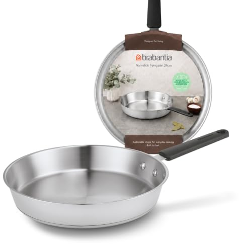 Brabantia Enjoyment Poêle Inox - Ø 24 cm - 90% Recyclé - Surface +20% - Tous Feux Compatible Induction