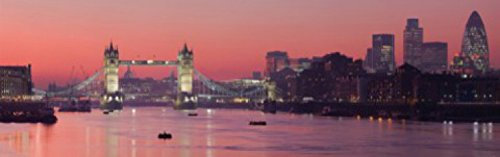 1art1 London Abendrot Über Der Themse, 1-Teilig Fototapete Poster-Tapete 250x79 cm