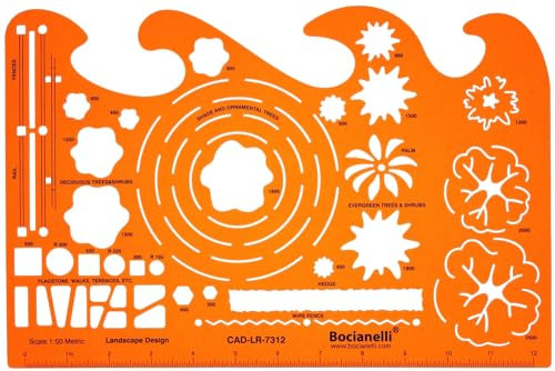 Schablone Gartenplanung - 1:50 Gartenplanung Schablone - Technisches Zeichnen Architekt Garten Schablone - Zeichenschablone Gartenplanung - Landschaft Schablone - Architektur Schablone 1:50
