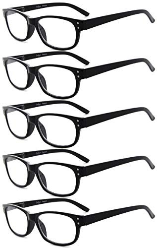 Eyekepper 5-pack Spring Hinges Vintage Reading Glasses Readers Black +1.25